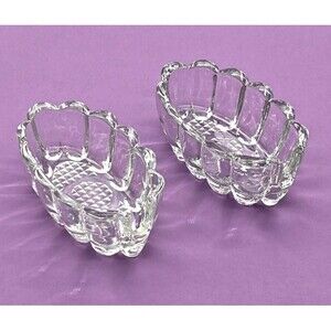 Set of 2 Vintage #438 Princess House Crystal Glass Utensil Spoon Rest Holders